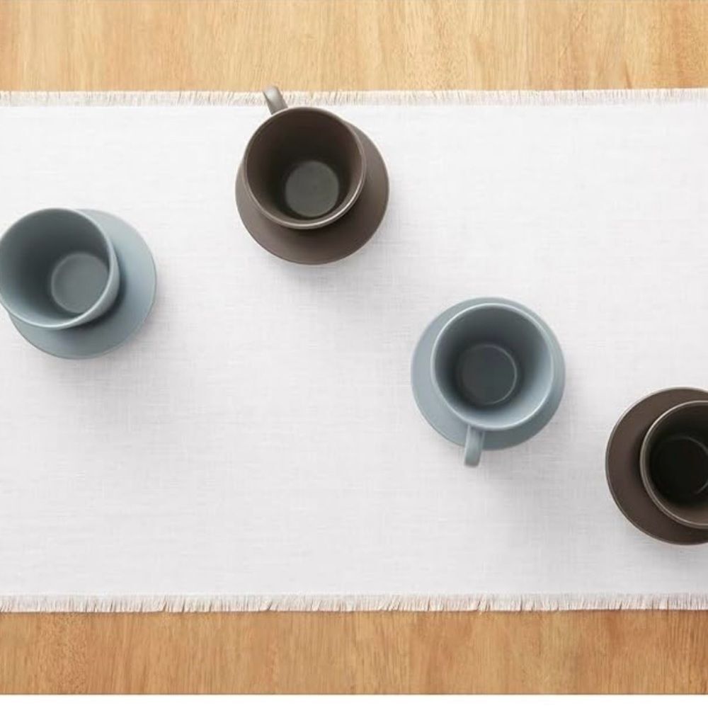 Solino Home White Linen Fringe Table Runner 16x 108 Inches Long